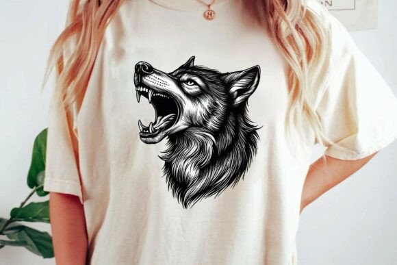 Fierce Wolf Head Graphic: Impactful Design for Apparel