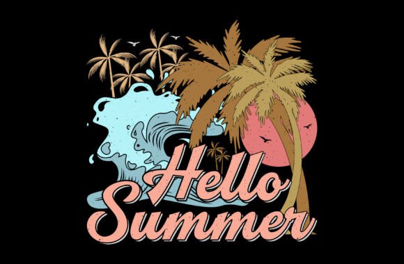 Hello Summer Surfing Sublimation Graphic: Your Design Asset